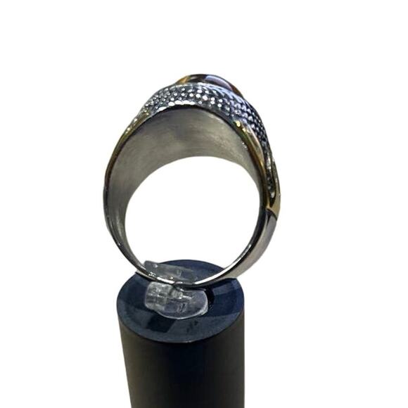 Men's Stainless Steel Ring with Natural Tiger Eye Stone, NWOT, Size 10 - Picture 3 of 4